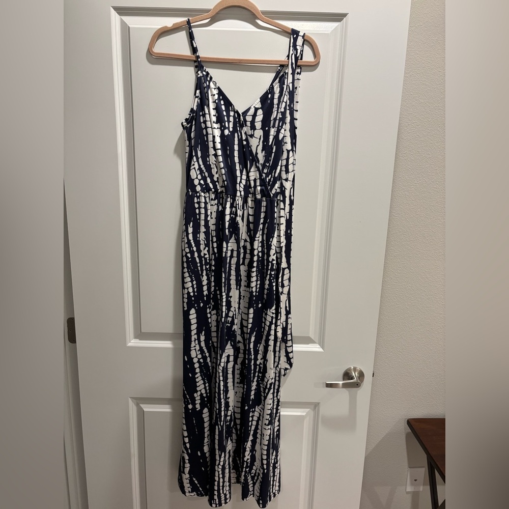 Navy and White Maxi Dress